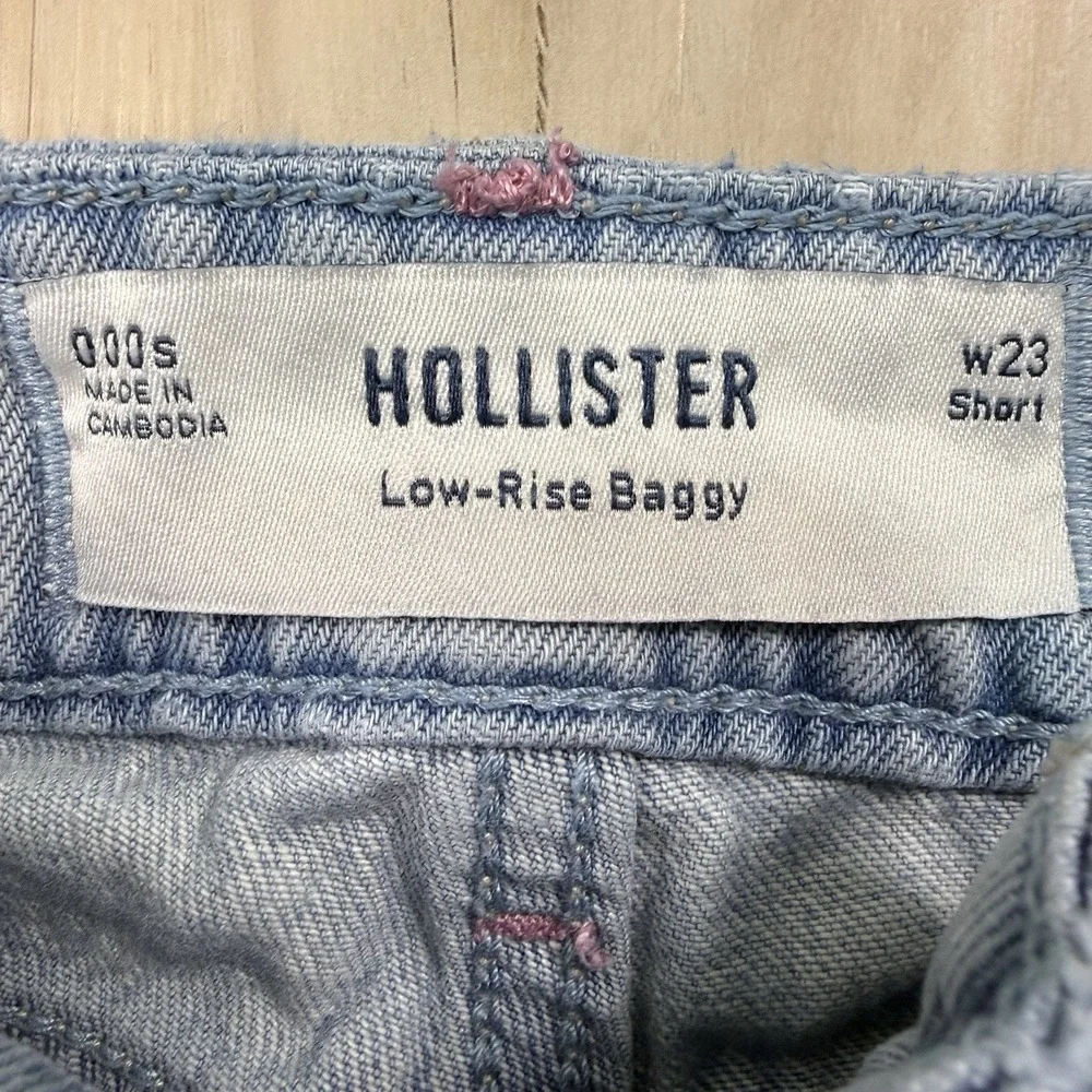 Hollister Low Rise Baggy Jeans Women's Size 23 Short Faded Blue Wide Leg Pants